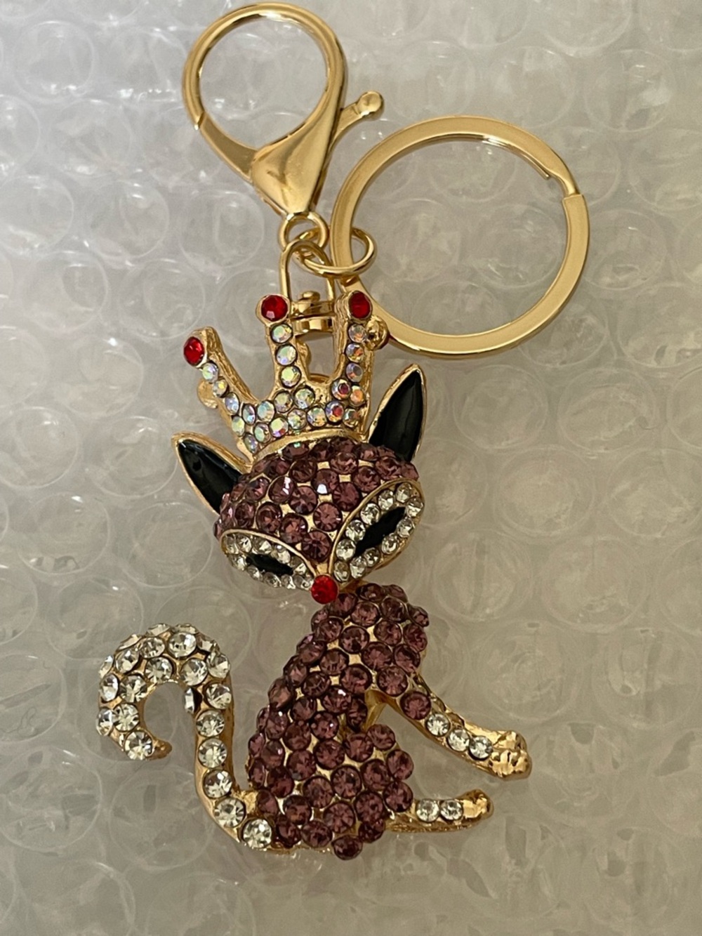 Purple Crystal Fox Keychain
